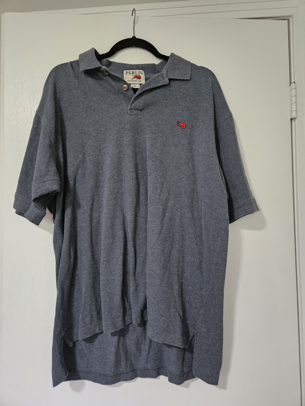 Perlis New Orleans Gray Crawfish Polo Shirt Large